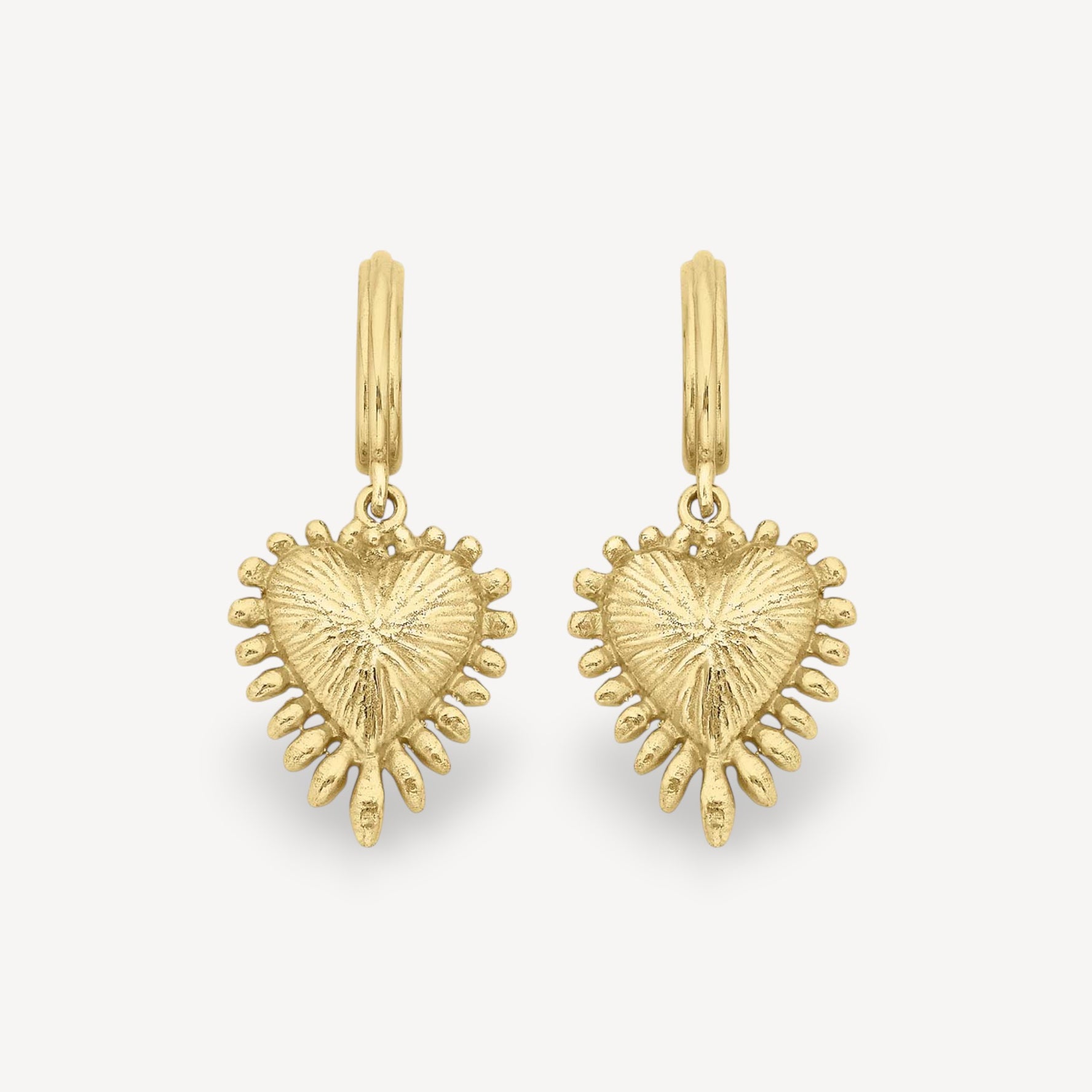 Mini Heart Ray Gold Plated Earrings