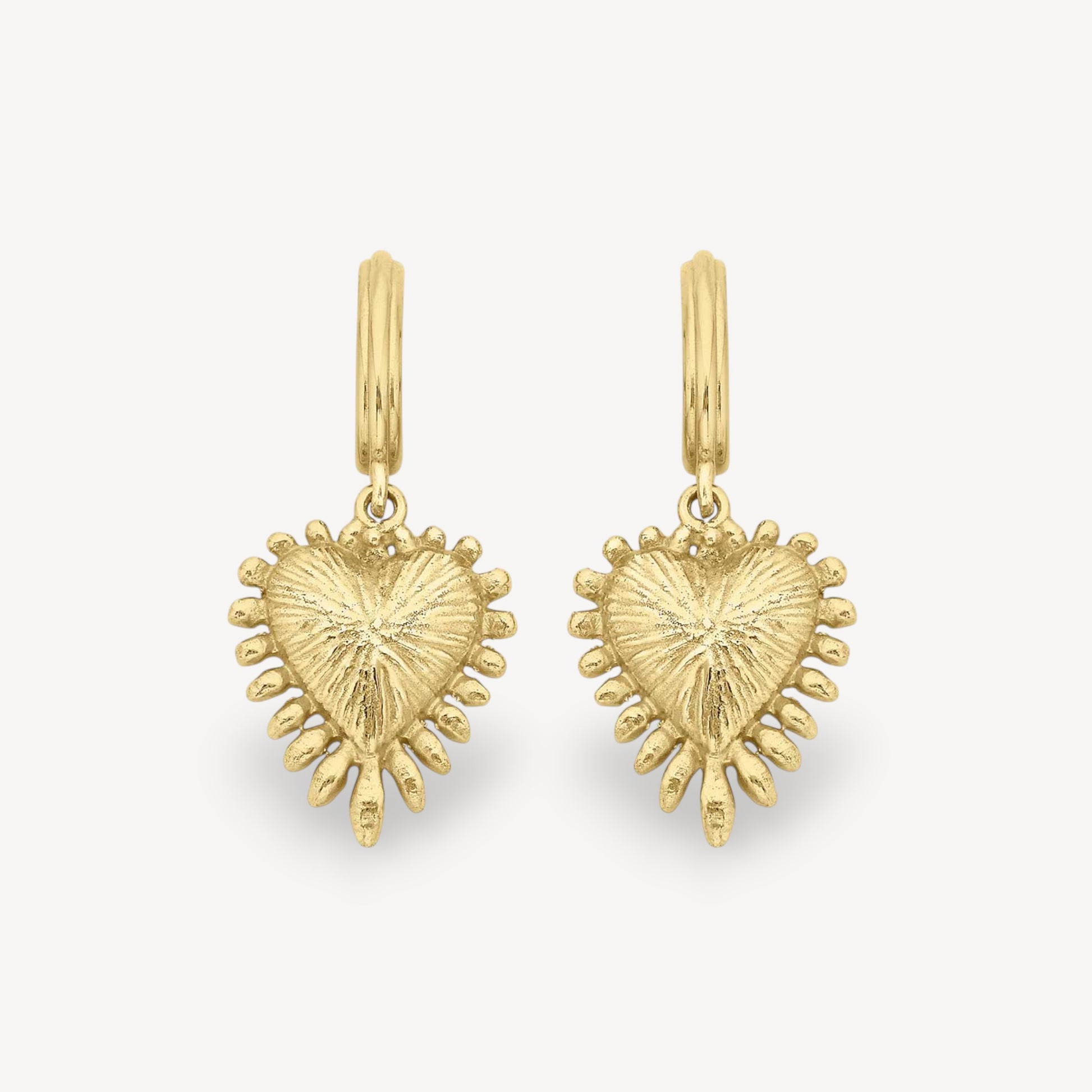 Mini Heart Ray Gold Plated Earrings  by Zoe & Morgan at B Corp certified Ethical jeweller E.C.One London