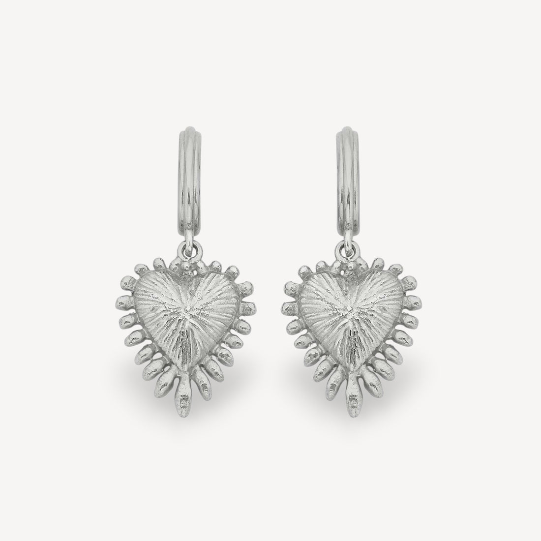 Mini Heart Ray Silver Earrings  by Zoe & Morgan at B Corp certified Ethical jeweller E.C.One London