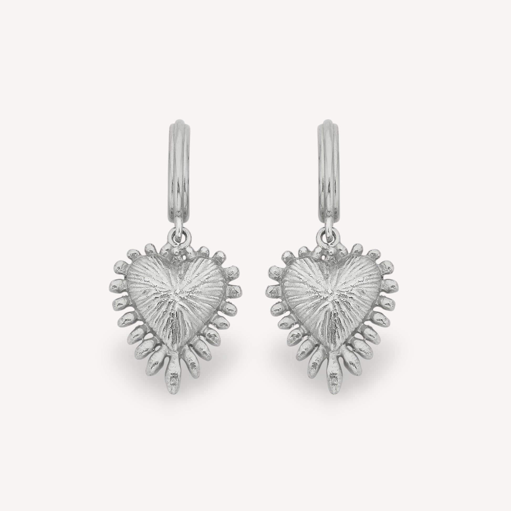 Mini Heart Ray Silver Earrings  by Zoe & Morgan at B Corp certified Ethical jeweller E.C.One London