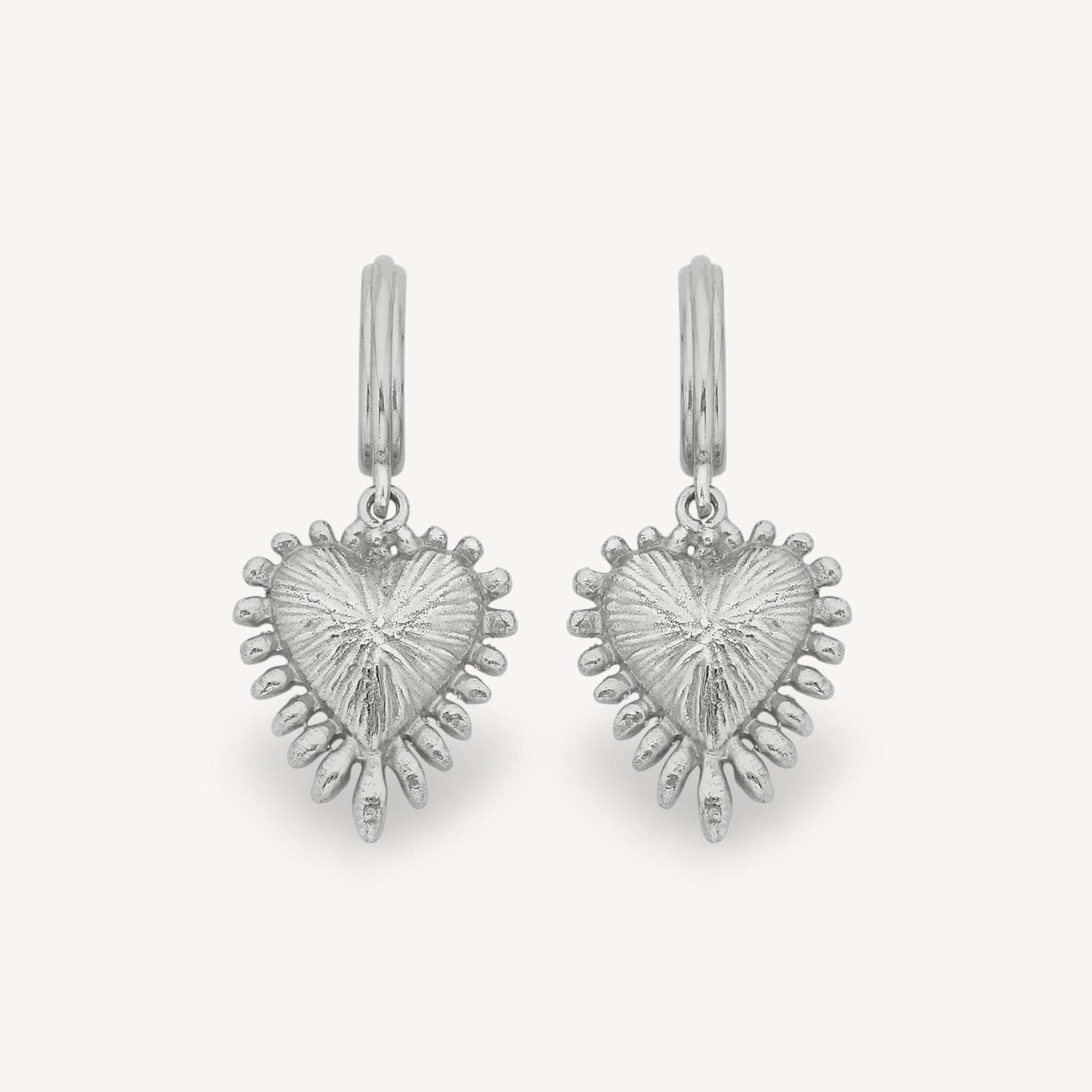 Mini Heart Ray Silver Earrings  by Zoe & Morgan at B Corp certified Ethical jeweller E.C.One London