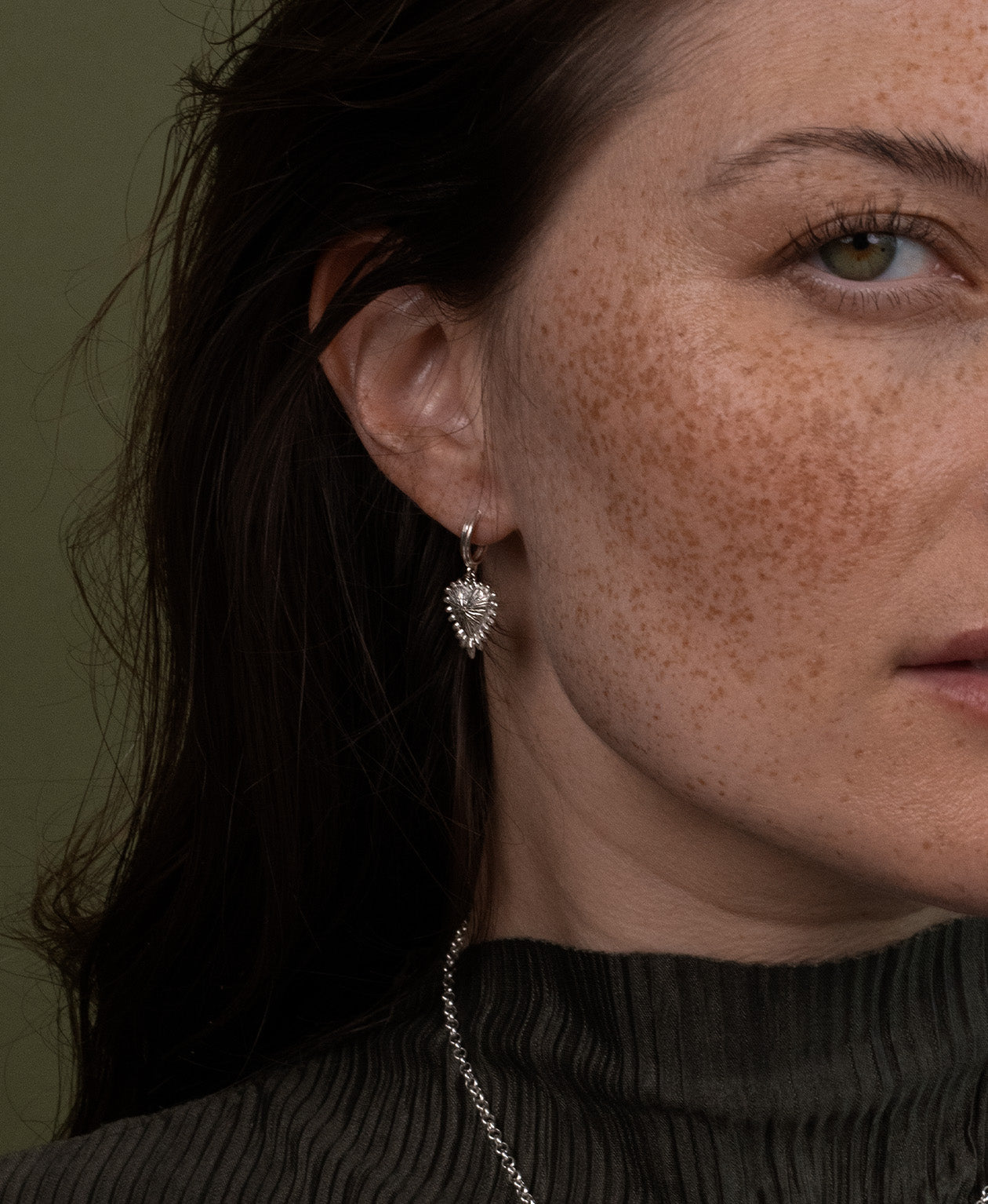 Mini Heart Ray Silver Earrings  by Zoe & Morgan at B Corp certified Ethical jeweller E.C.One London