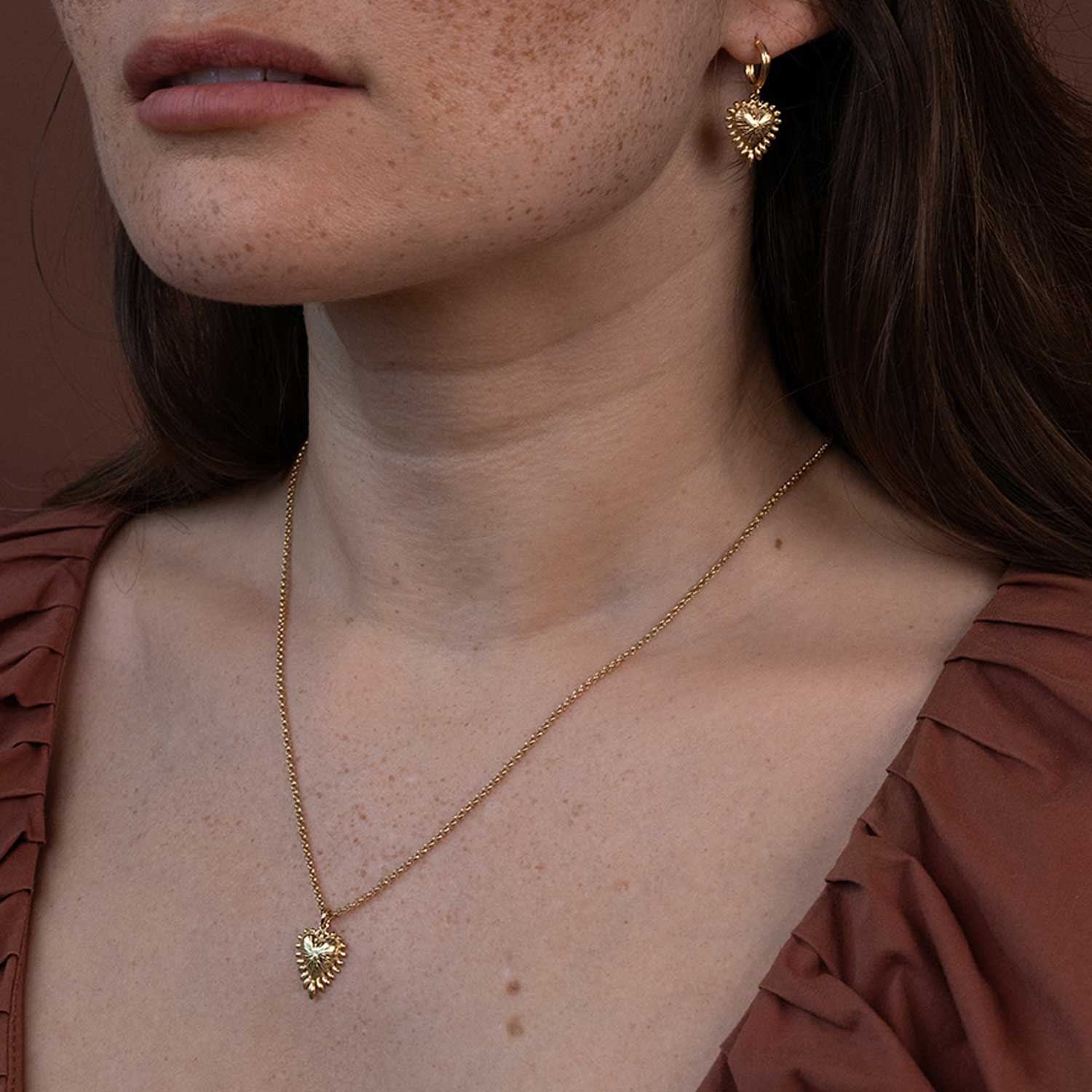 Mini Heart Ray Gold Plated Earrings  by Zoe & Morgan at B Corp certified Ethical jeweller E.C.One London