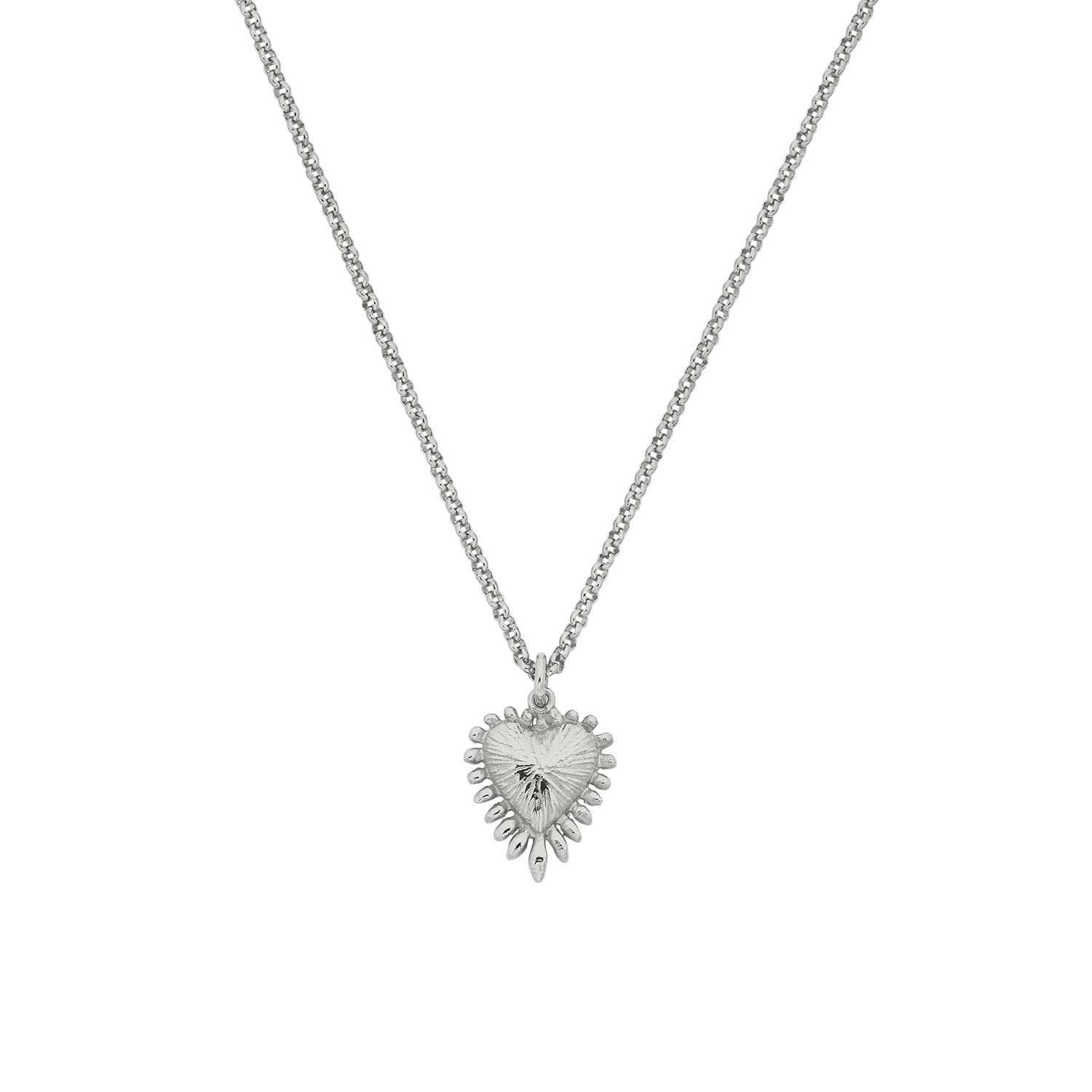 Mini Heart Rays Silver Necklace by Zoe & Morgan at ethical jeweller E.C.One London