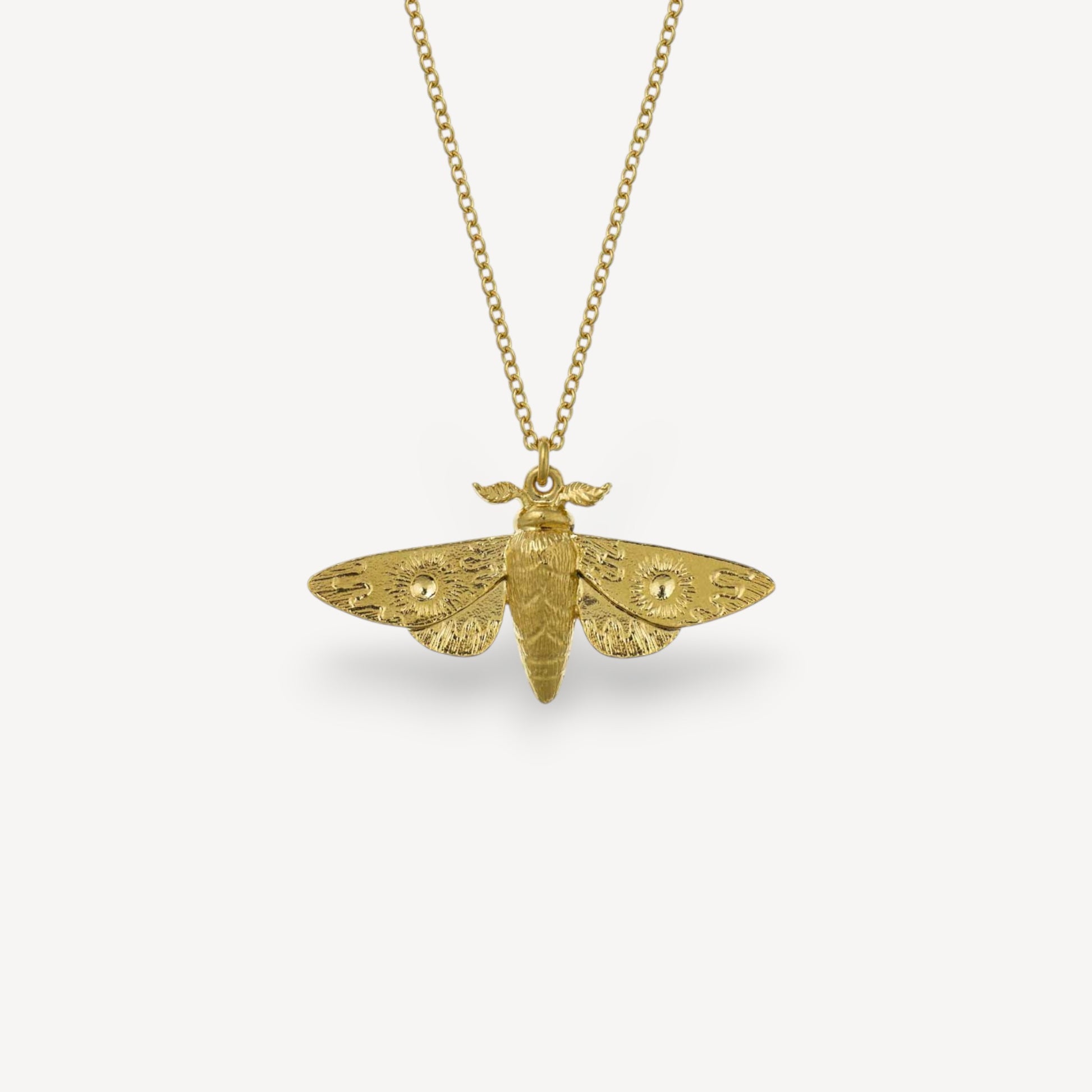 Alex Monroe Moth Necklace Gold Plated at B Corp certified Ethical jeweller E.C.One London