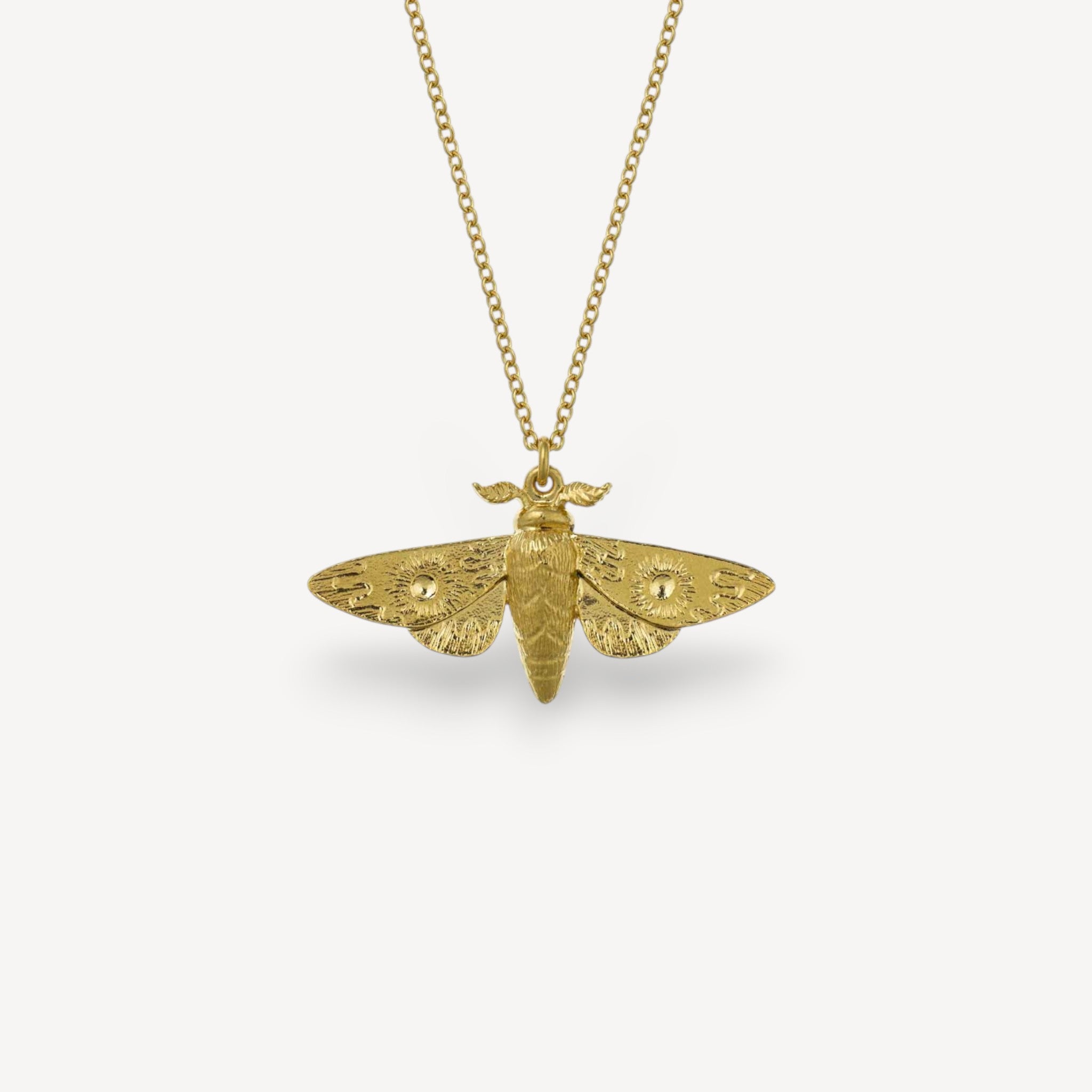 Alex Monroe Moth Necklace Gold Plated at B Corp certified Ethical jeweller E.C.One London