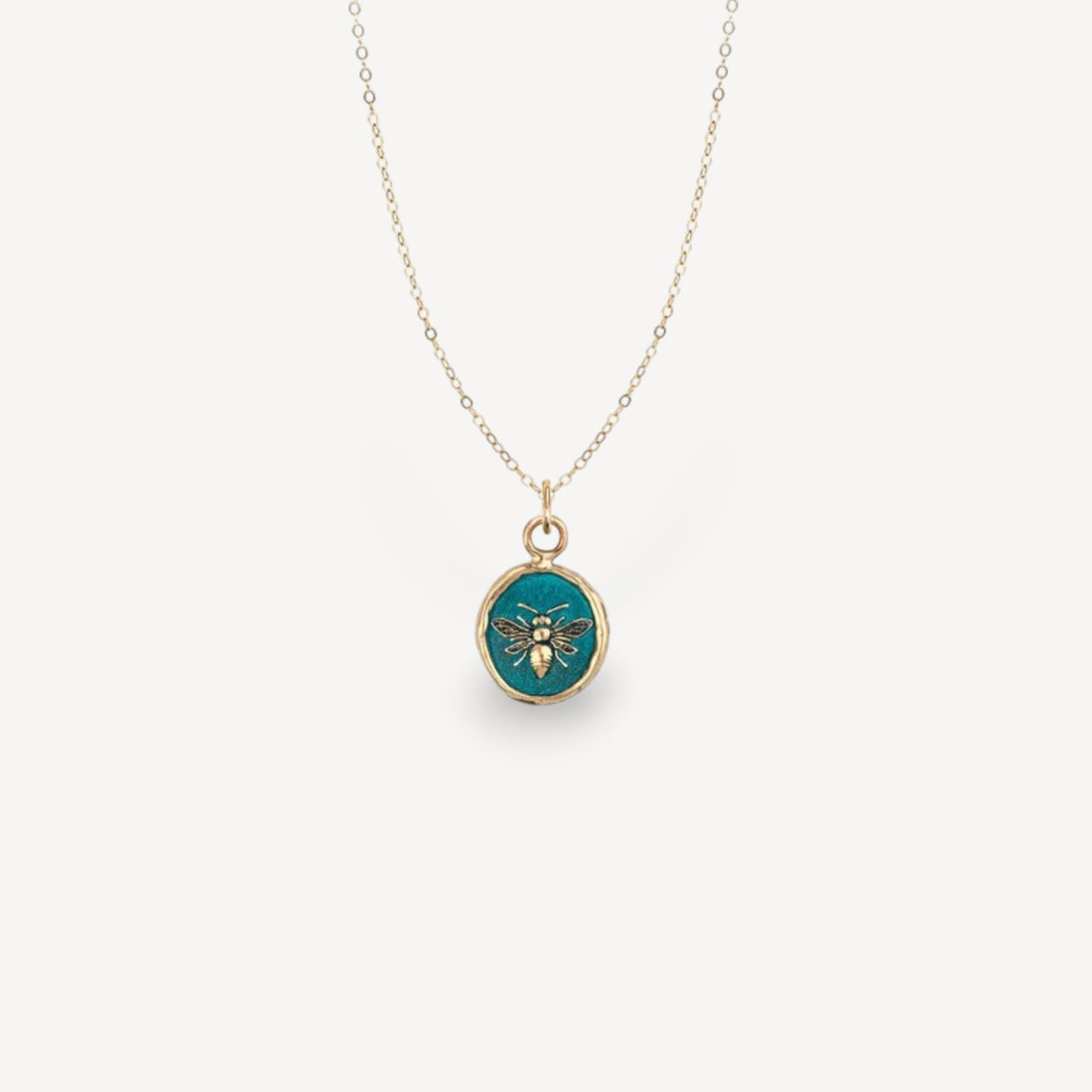 MOTIVATED Talisman 14ct Yellow Gold Necklace with Blue Ceramic Detail