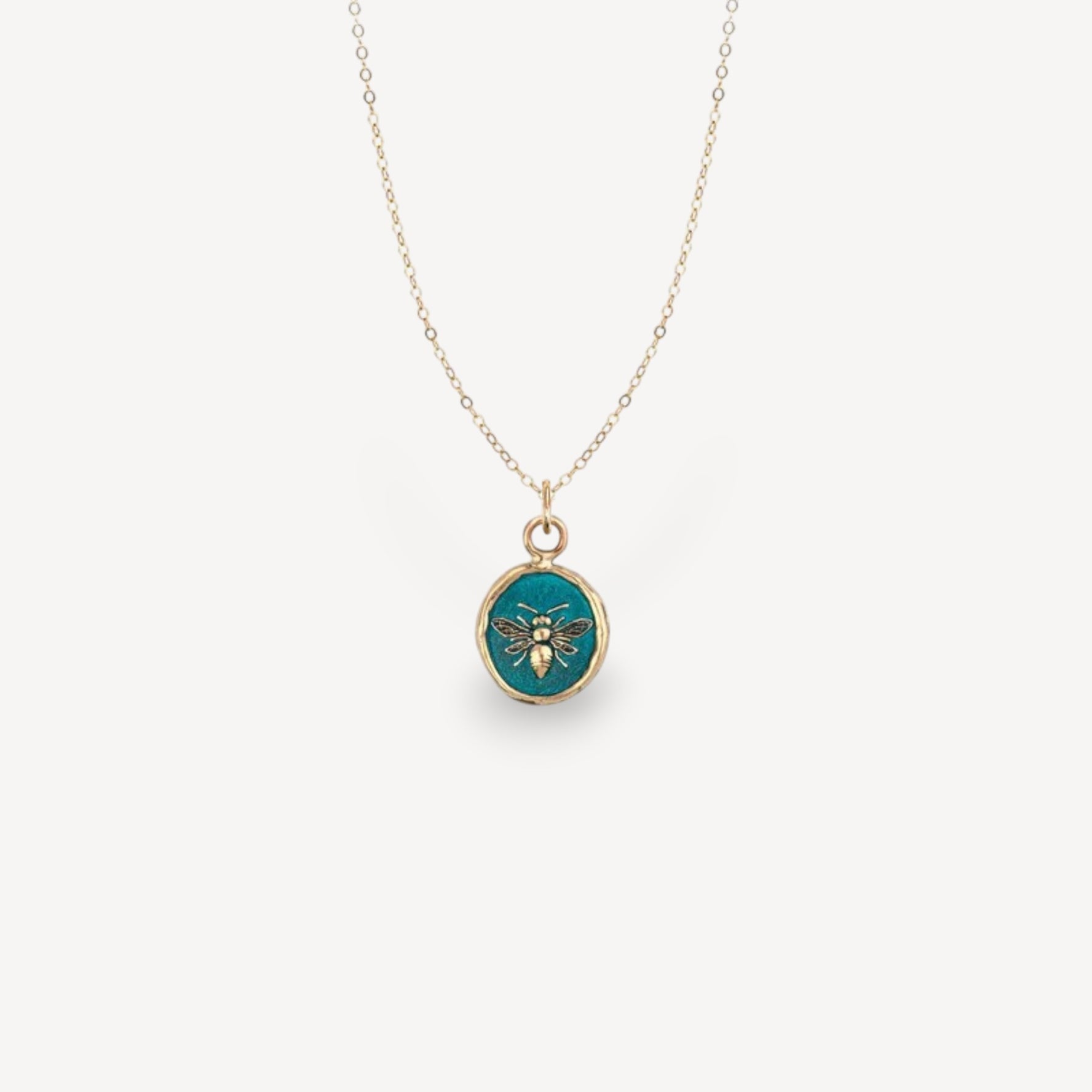 MOTIVATED Talisman 14ct Yellow Gold Necklace with Blue Ceramic Detail