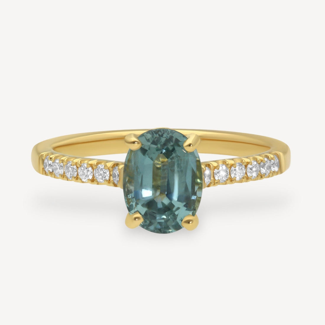 NANCY Oval Teal-Blue Sapphire and Diamond Ring