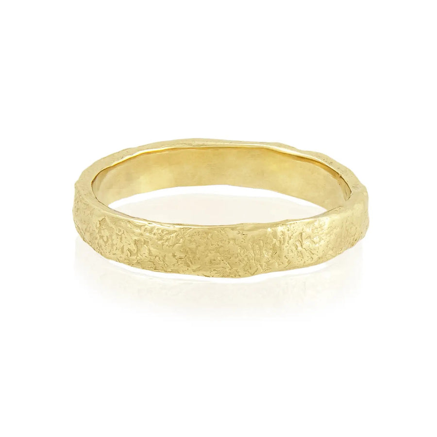Natalie Perry 3.5mm Organic Wedding Ring 18ct Yellow Gold at ethical jewellers EC One London