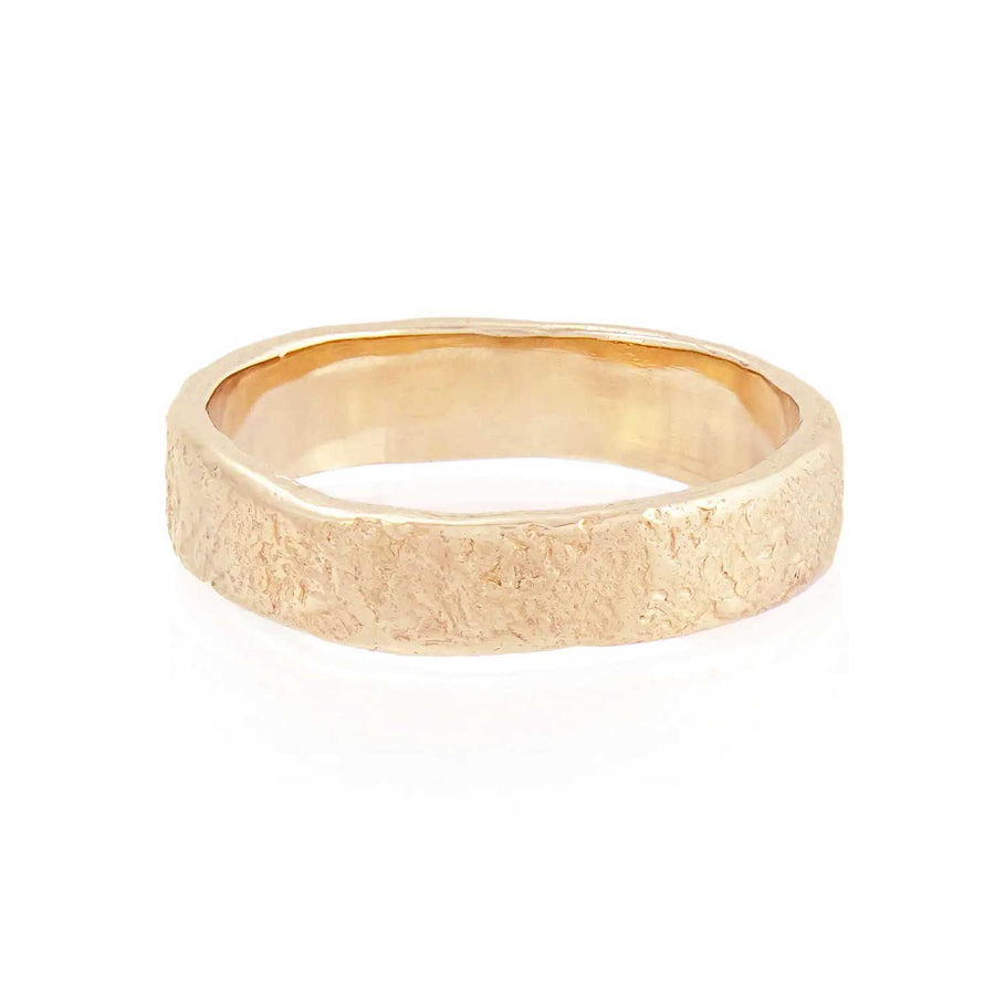 Natalie Perry 5mm Organic Wedding Ring in 9ct Yellow Gold at ethical jewellers EC One London