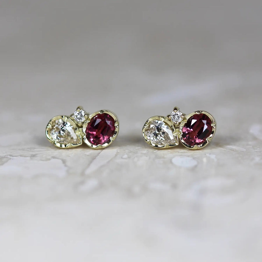 Natalie Perry Spinel and diamond studs at ethical jewellers EC One London