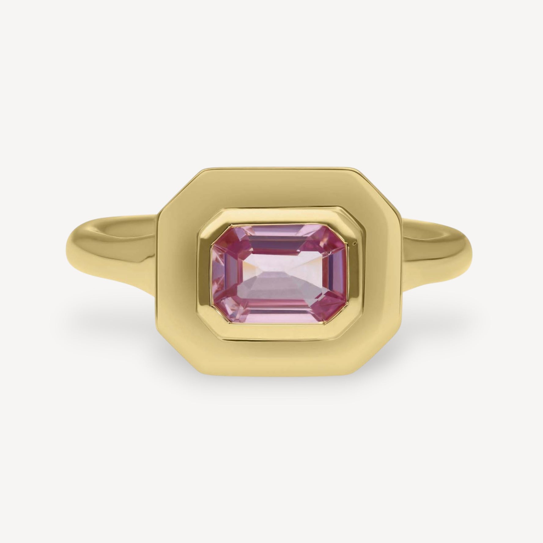 FRAME Gold Octagonal Pink Sapphire Ring