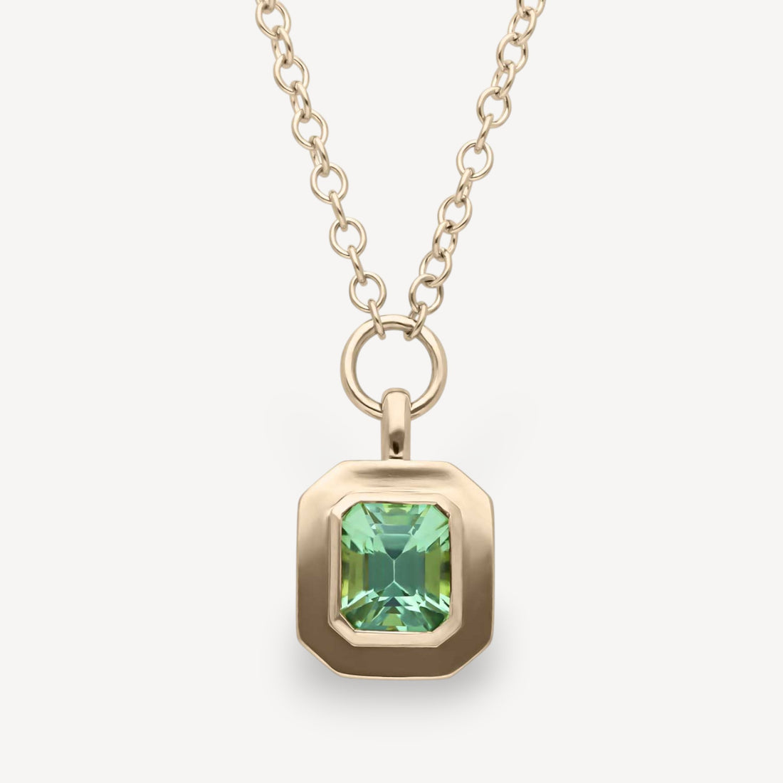 FRAME Large Framed Mint Tourmaline Gold Necklace