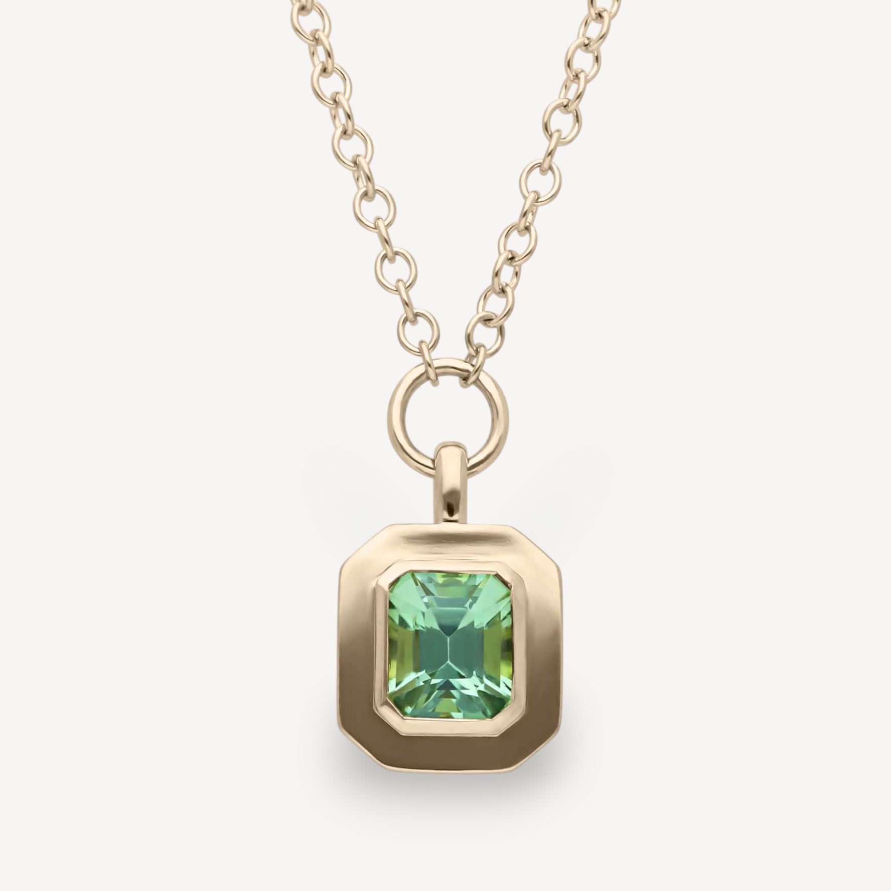FRAME Large Framed Mint Tourmaline Gold Necklace