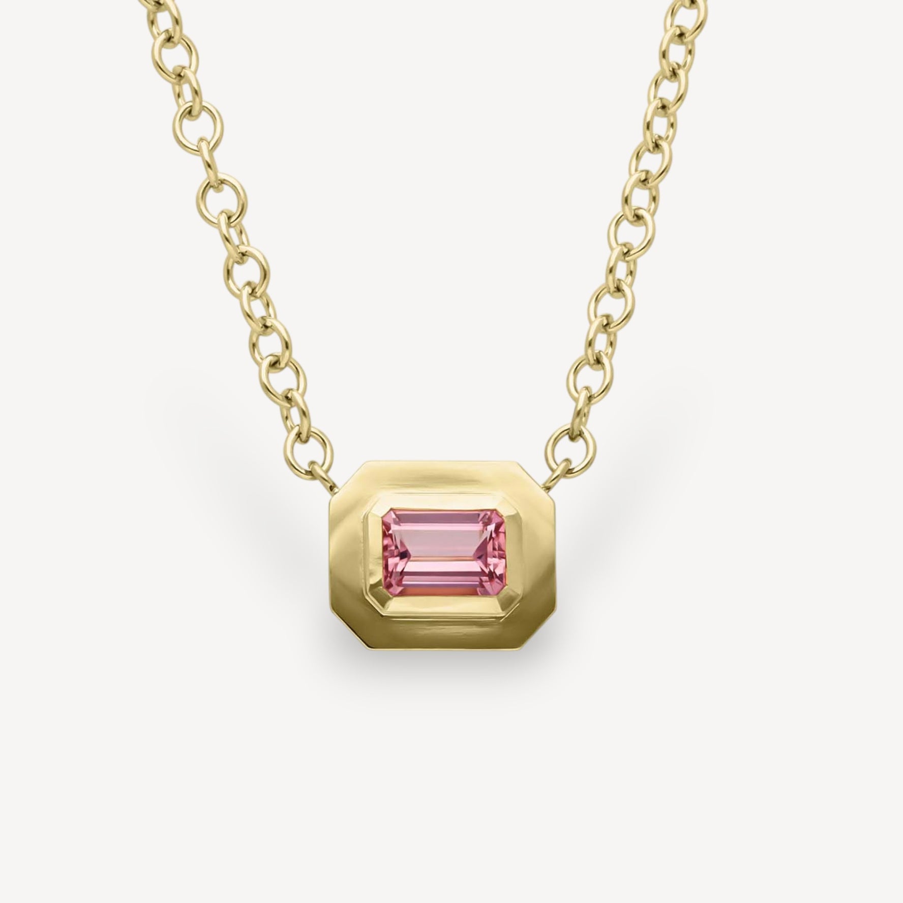 FRAME Large Framed Pink Tourmaline Gold Necklace