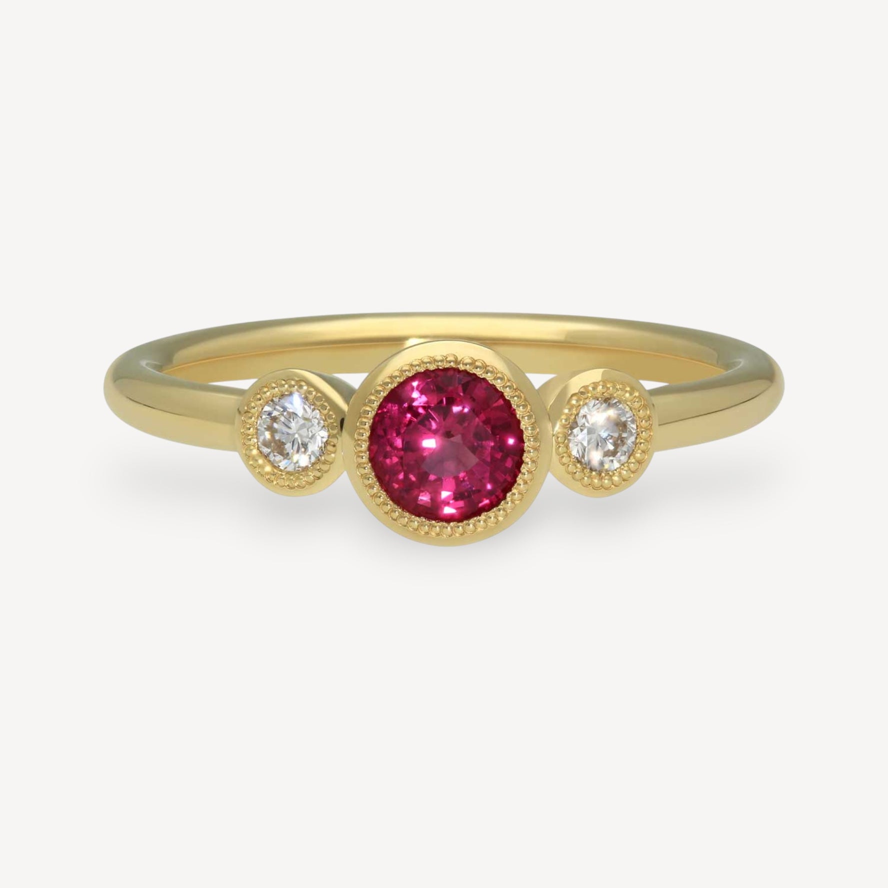 NINA Milgrain Ruby Diamond Engagement Ring