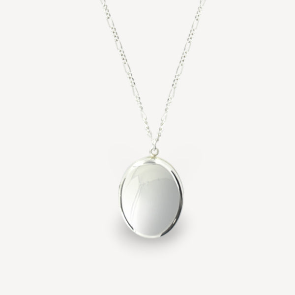 Small Silver Oval Locket Necklace