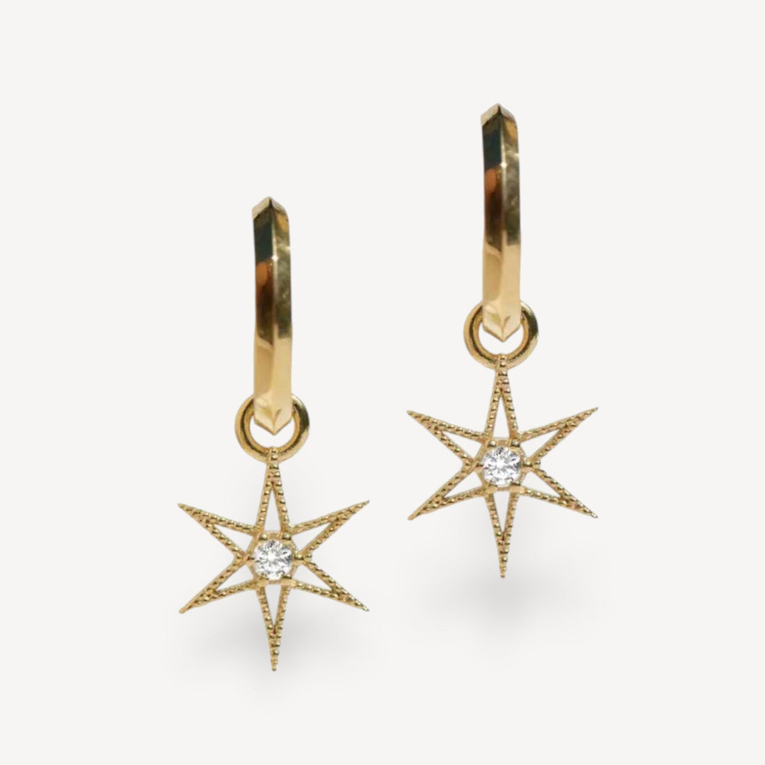 NO STAR LIKE THEE Hoop Earrings with White Zircon Gold Plated by Zoe & Morgan at B Corp certified Ethical jeweller E.C.One London