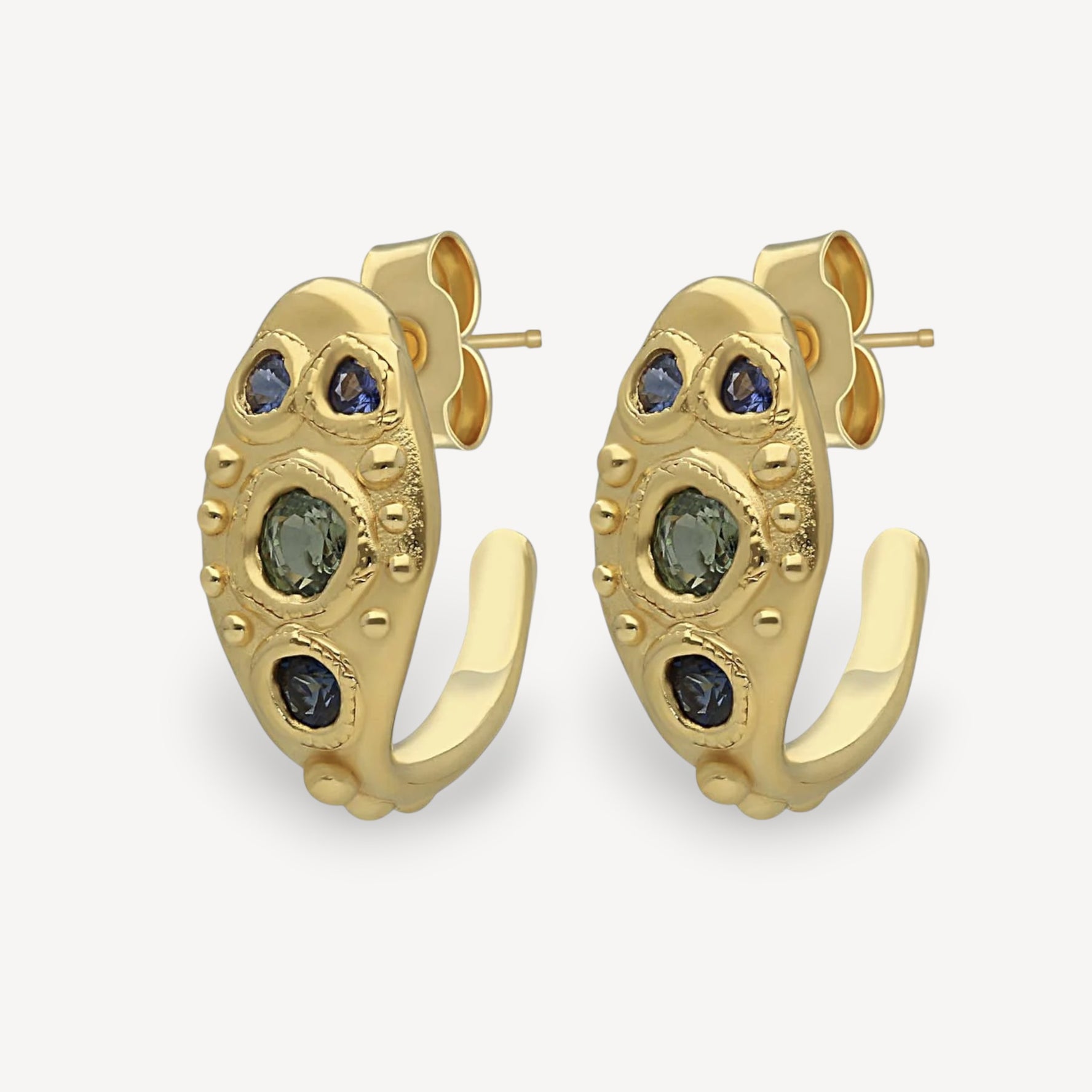 OUROBOROS Hoops with Blue & Green Sapphires