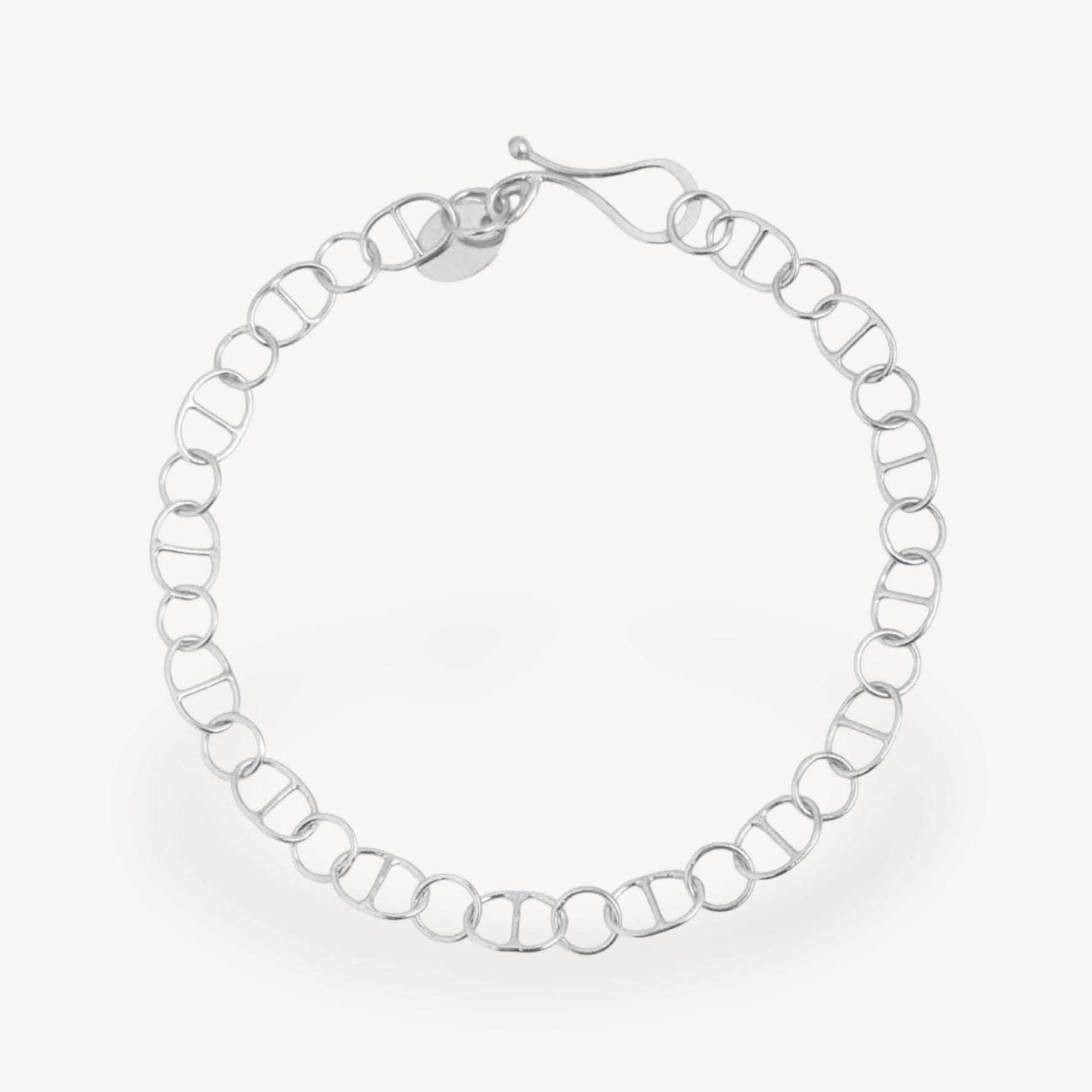 Oval cross bar chain bracelet Silver