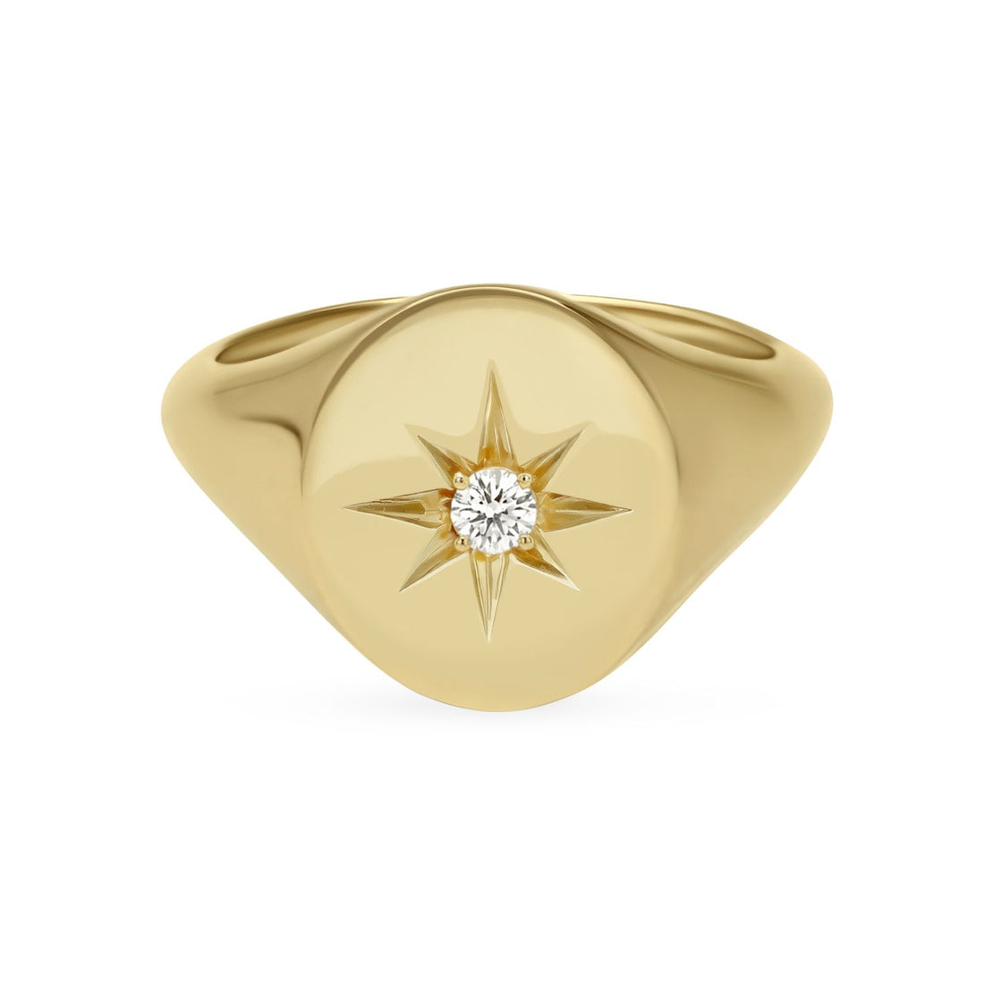 EC One Oval signet recycled gold ring with star set diamond