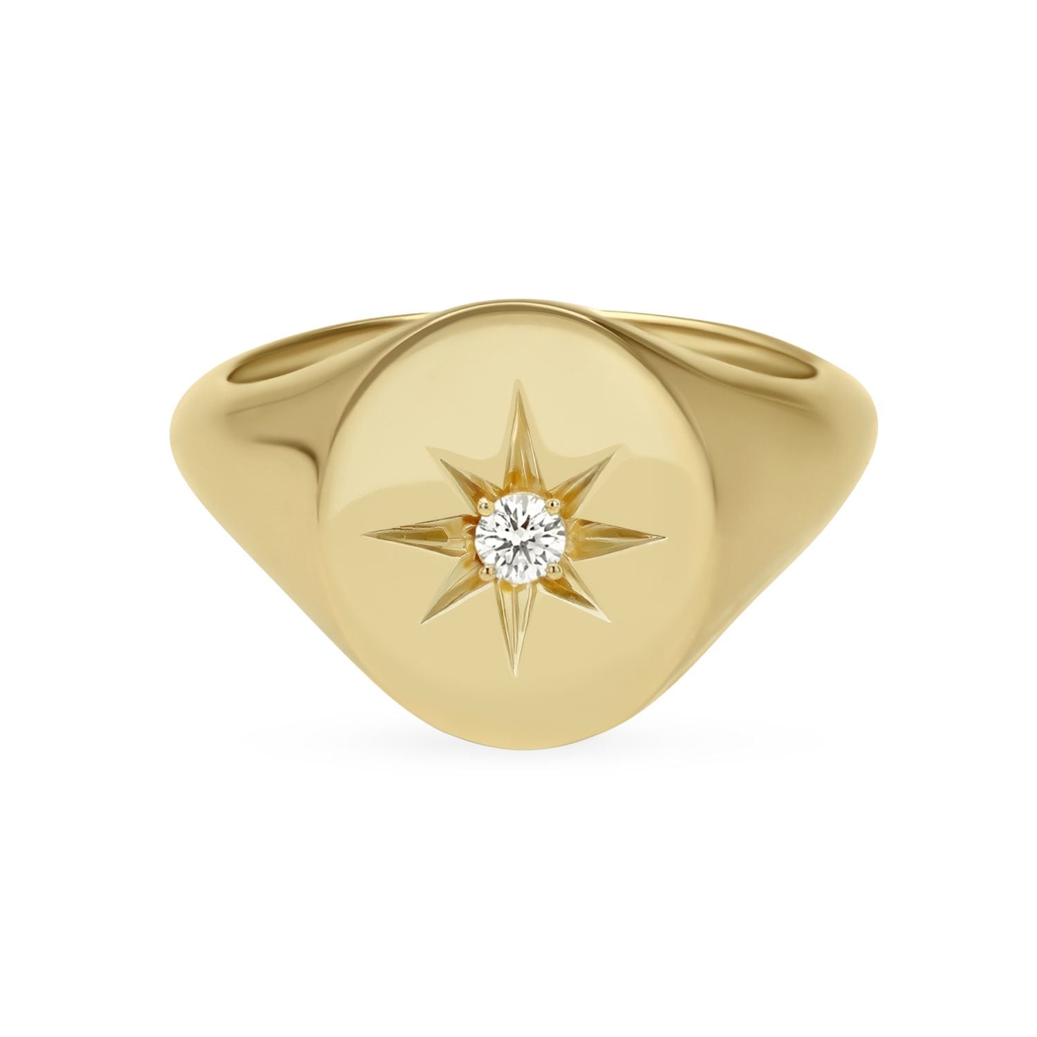 EC One Oval signet recycled gold ring with star set diamond