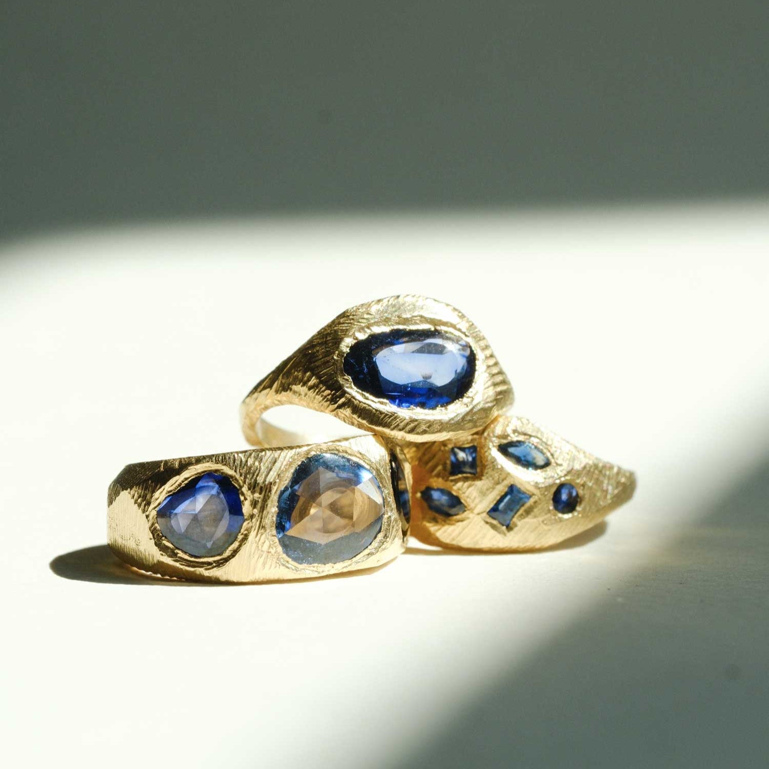 Page Sargisson at E.C.One London SIGNET Gold Ring with Large Blue Sapphire