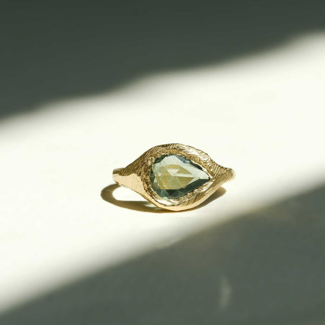 Page Sargisson at E.C.One London SIGNET Gold Ring with Large Green Sapphire