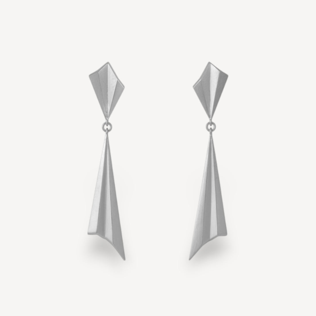 Pleated Drop Earrings Silver