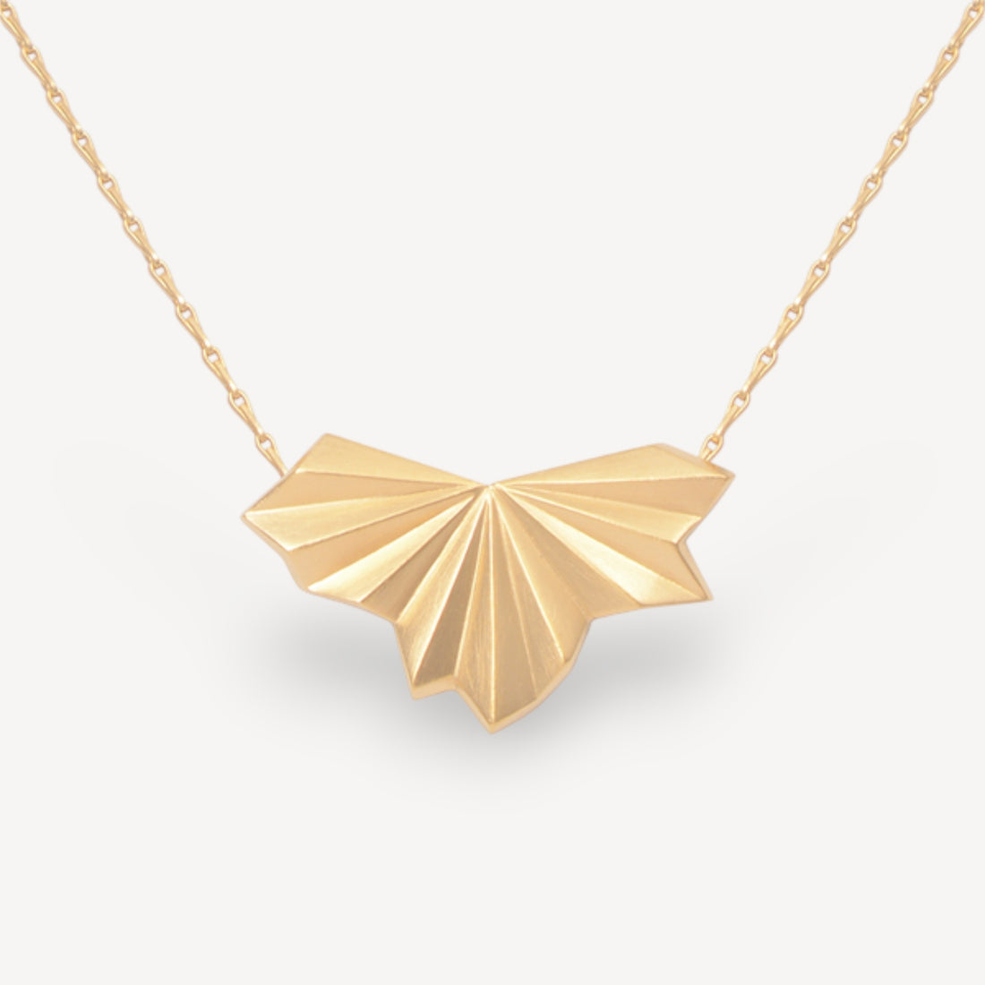 Pleated Fan Necklace Gold Plated