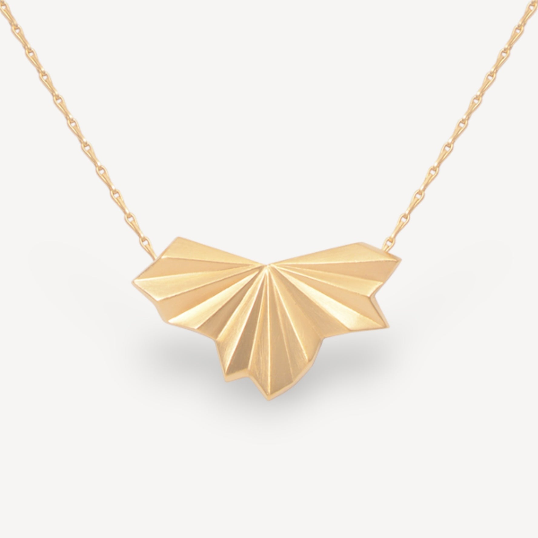 Pleated Fan Necklace Gold Plated