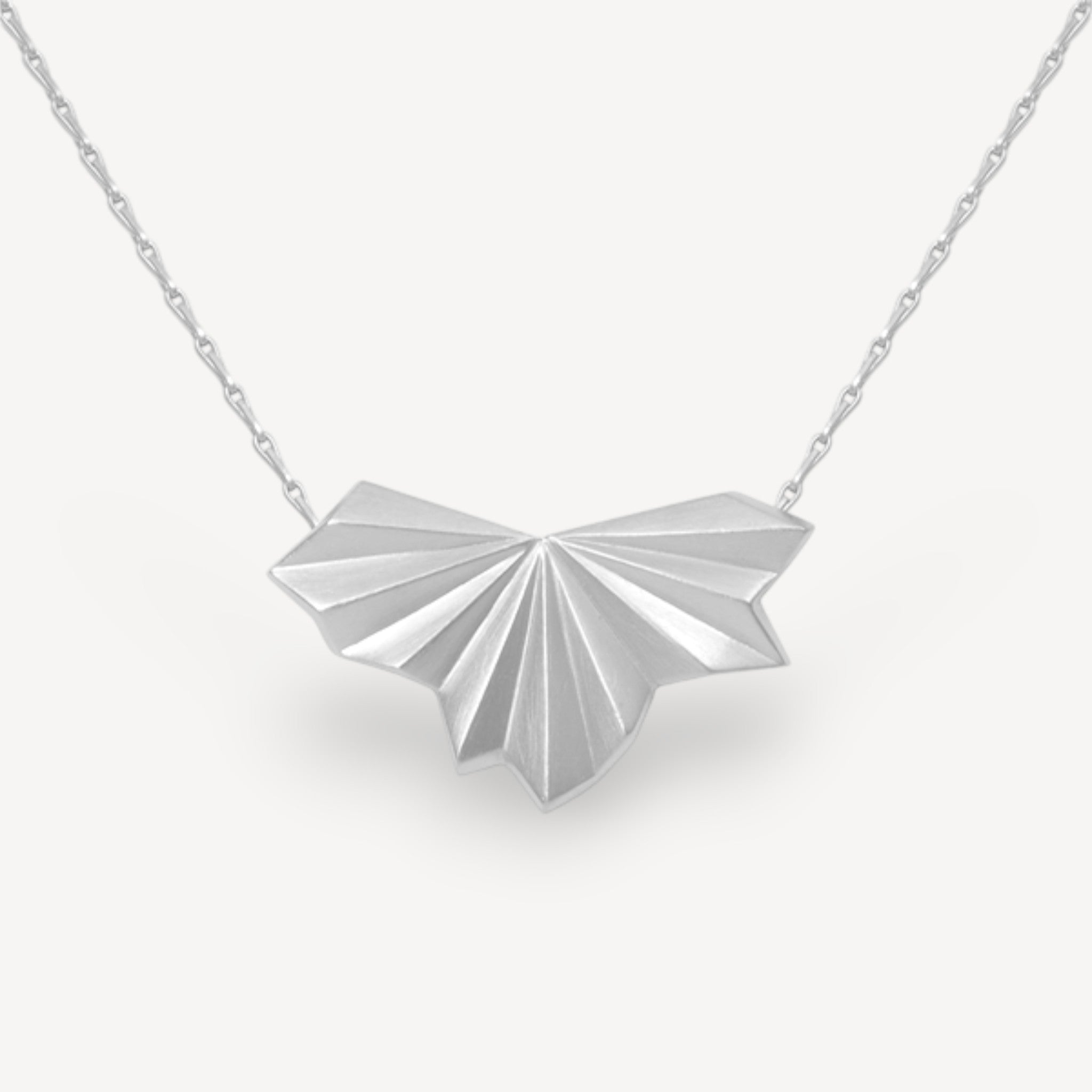 Pleated Fan Necklace Silver by Alice Barnes