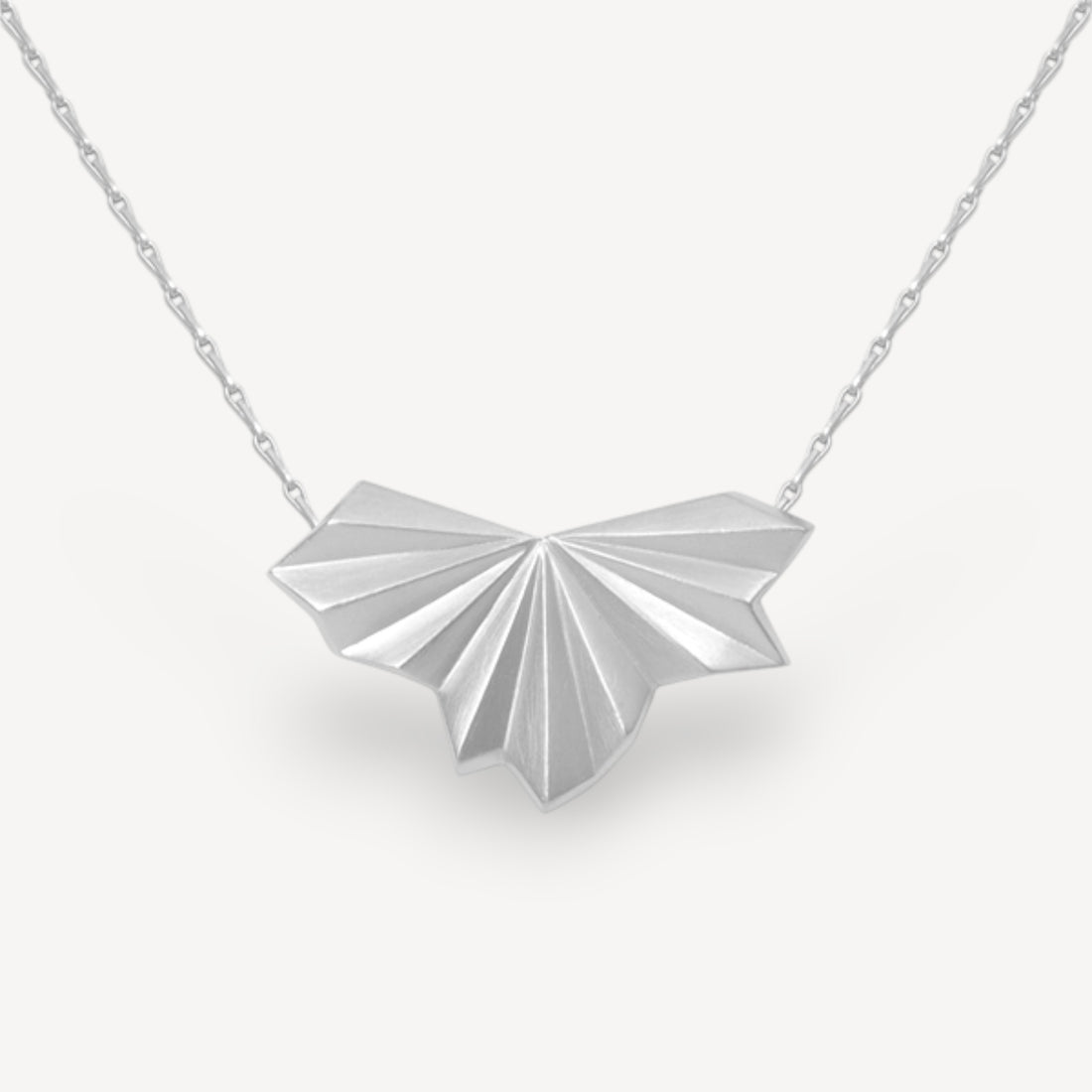 Pleated Fan Necklace Silver