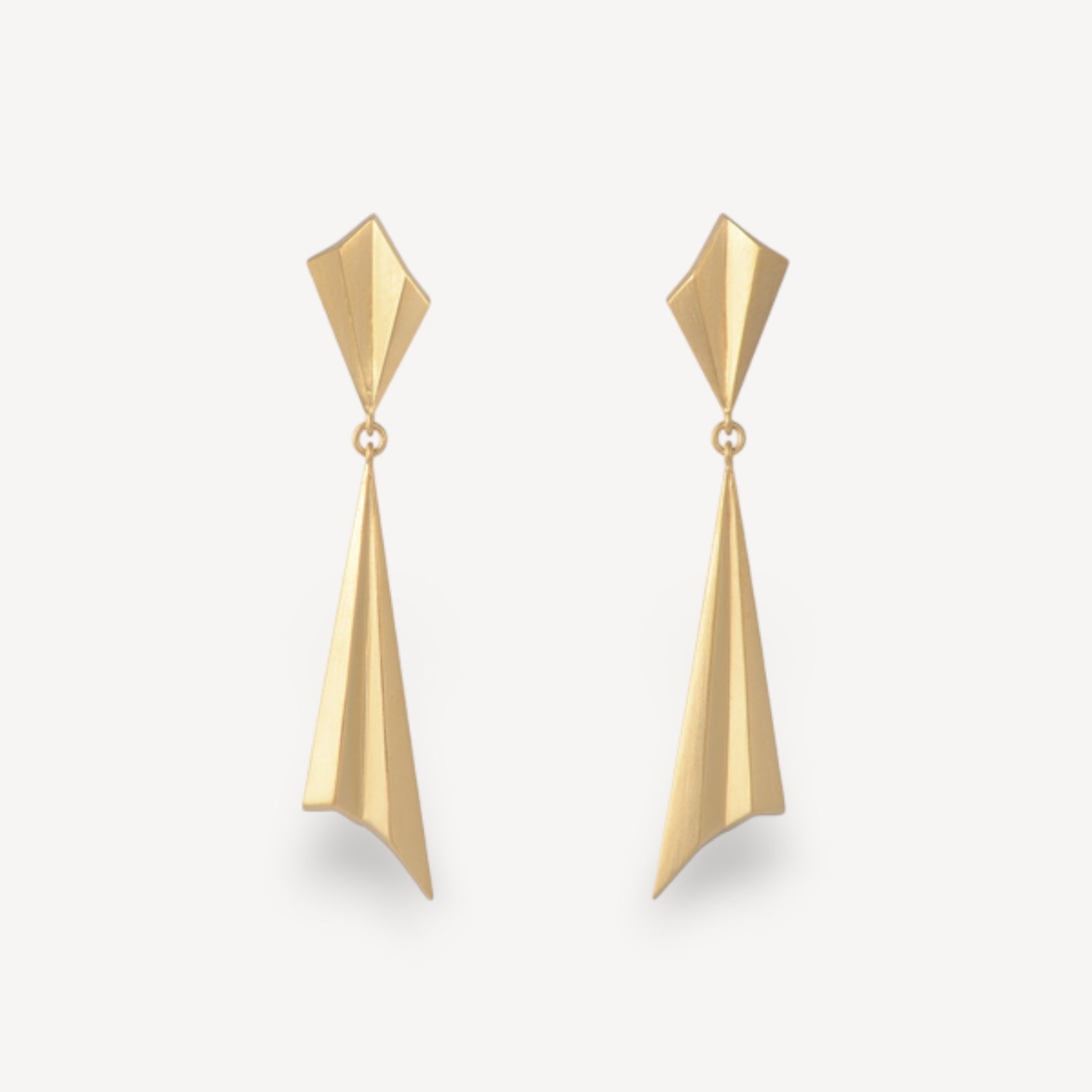 Pleated Drop Earrings Gold Plated