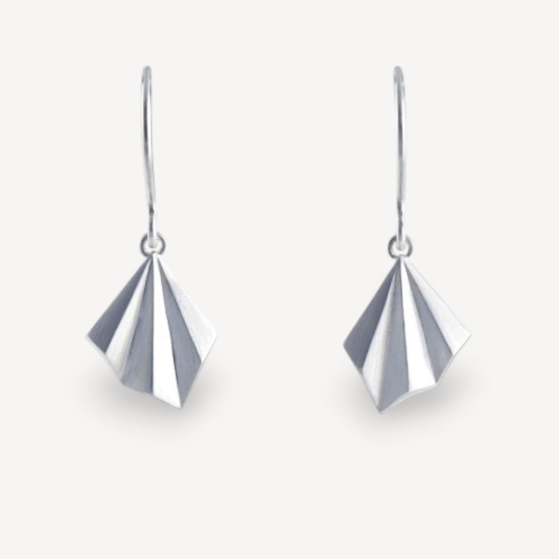 Pleated Hook Silver Earrings