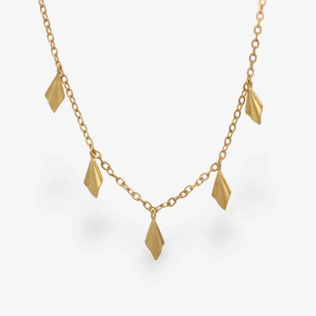 Pleated Multi Fan Necklace Gold Plated