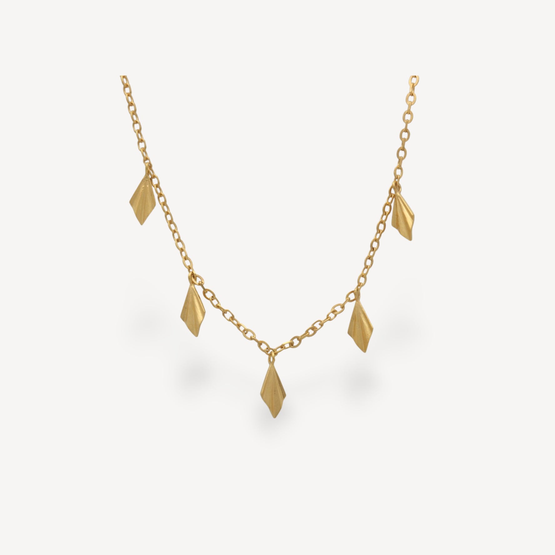 Pleated Multi Fan Necklace Gold Plated