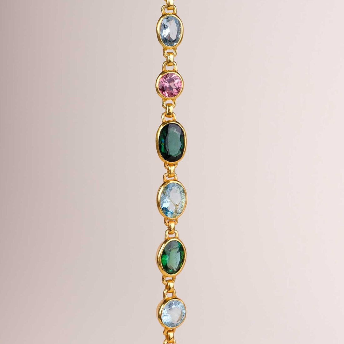 Pomegranate Prismatic Tourmaline & Blue Topaz Bracelet at EC One London