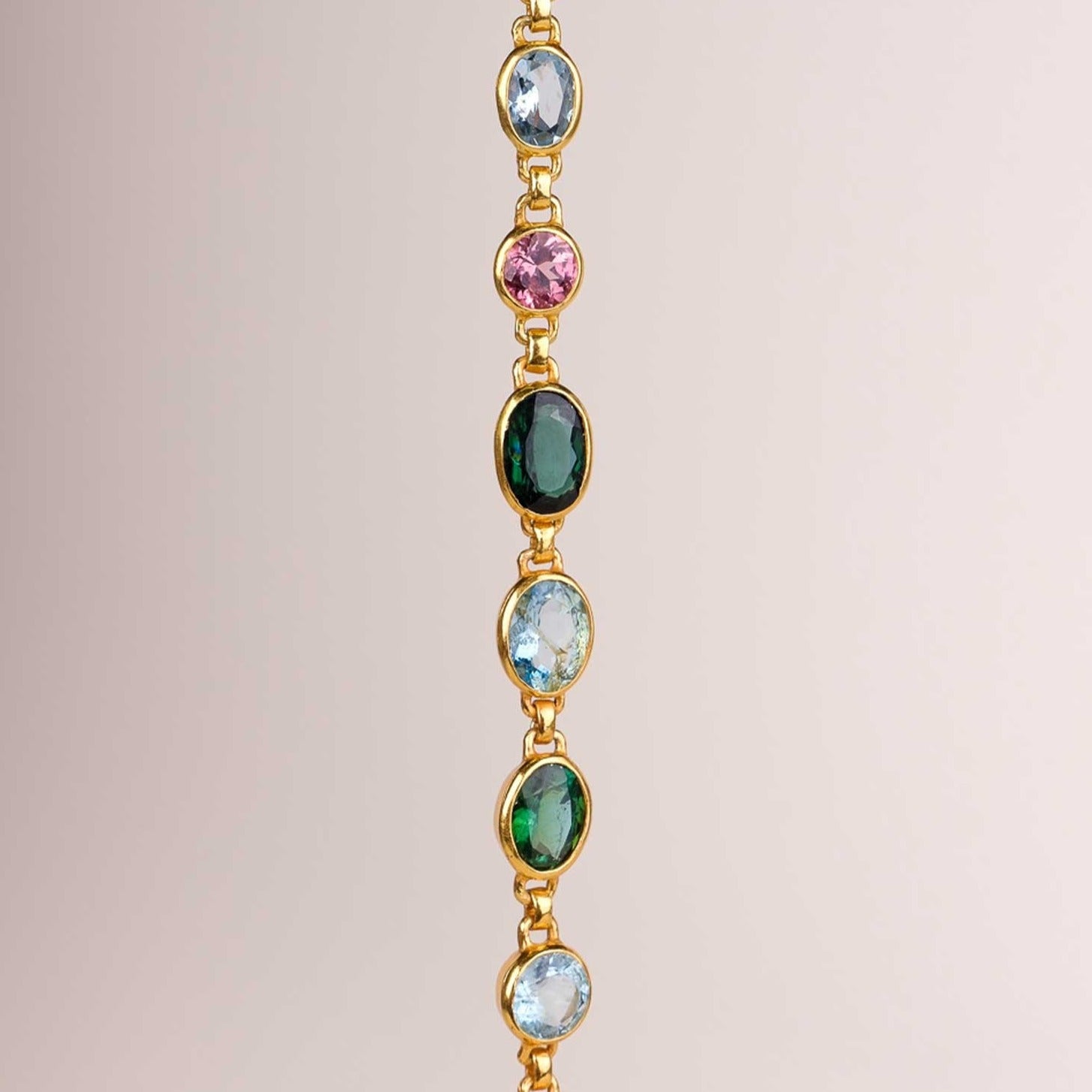 Pomegranate Prismatic Tourmaline & Blue Topaz Bracelet at EC One London