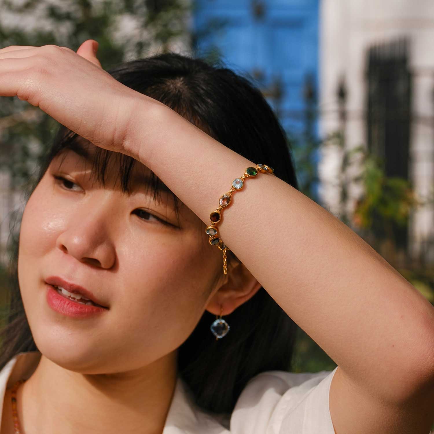 Prismatic Tourmaline & Blue Topaz Bracelet