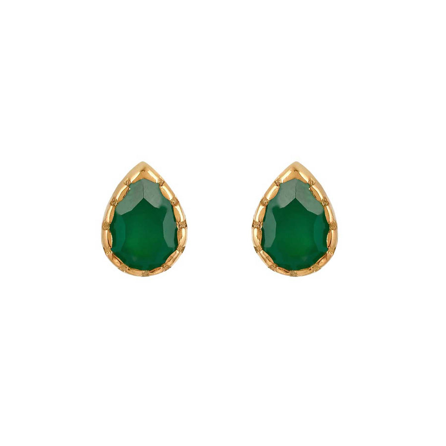 Pomegranate ANTONIA Green Onyx Stud Earrings at EC One London