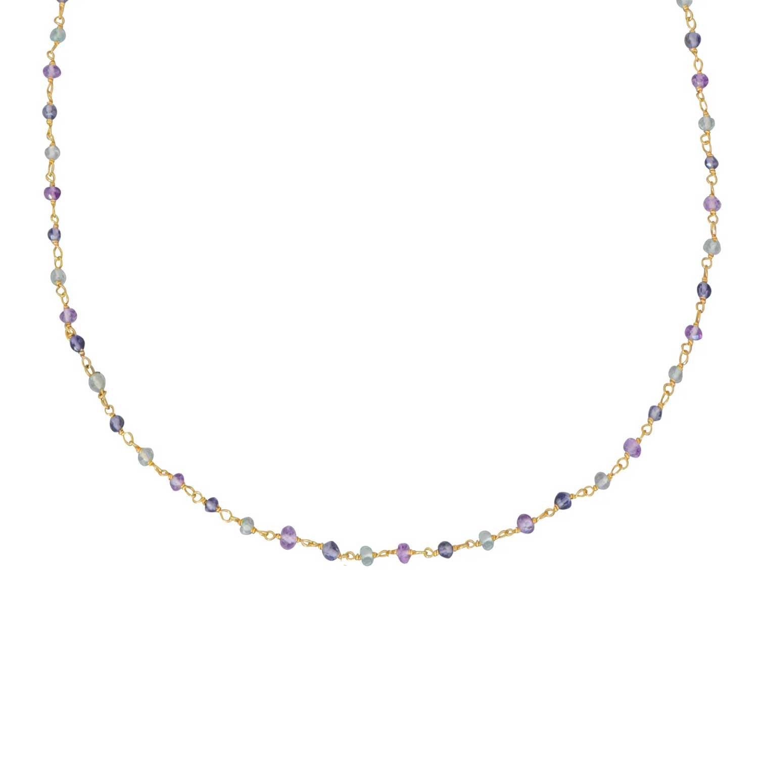 Pomegranate at ethical jeweller E.C.One London Apatite, Iolite & Amethyst Fine Bead Necklace