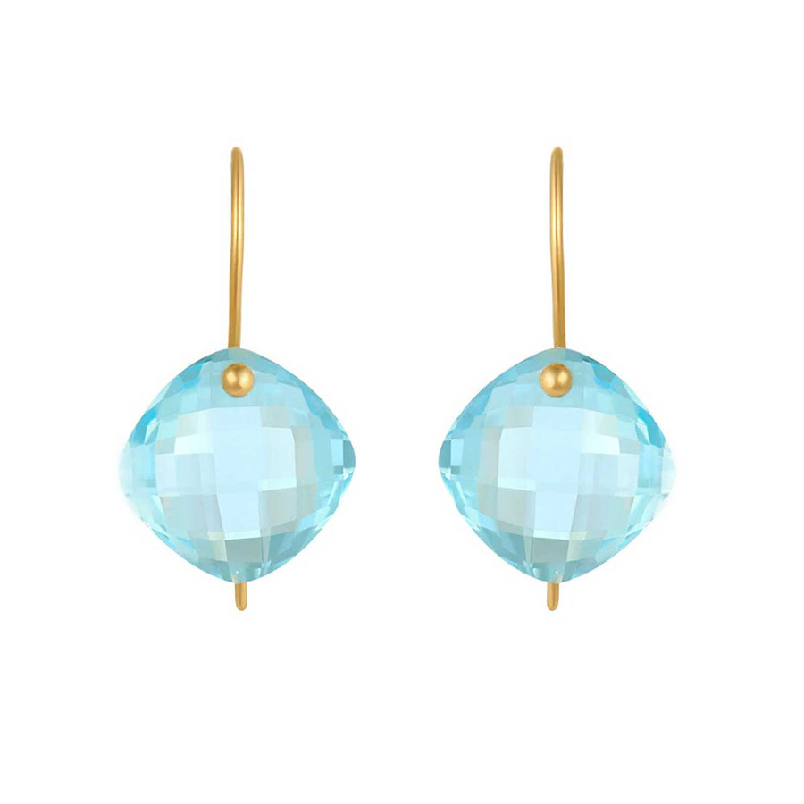Pomegranate ELISA Facetted Blue Topaz Hook Earrings at EC One London