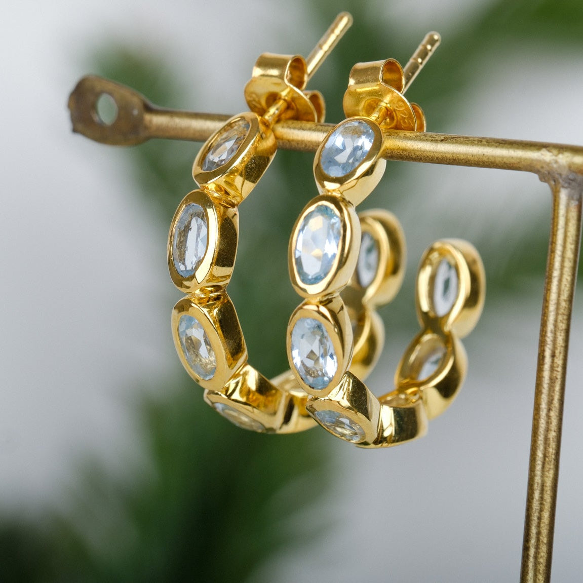 MYKONOS Hoop Earrings Blue Topaz