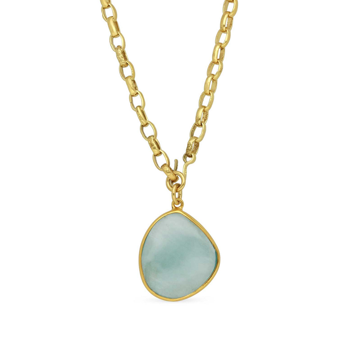 EXCLUSIVE Aquamarine Pebble Pendant Necklace by Pomegranate London at ethical jeweller E.C.One London