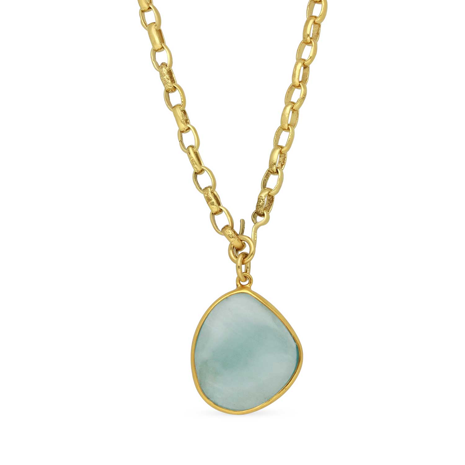 EXCLUSIVE Aquamarine Pebble Pendant Necklace by Pomegranate London at ethical jeweller E.C.One London