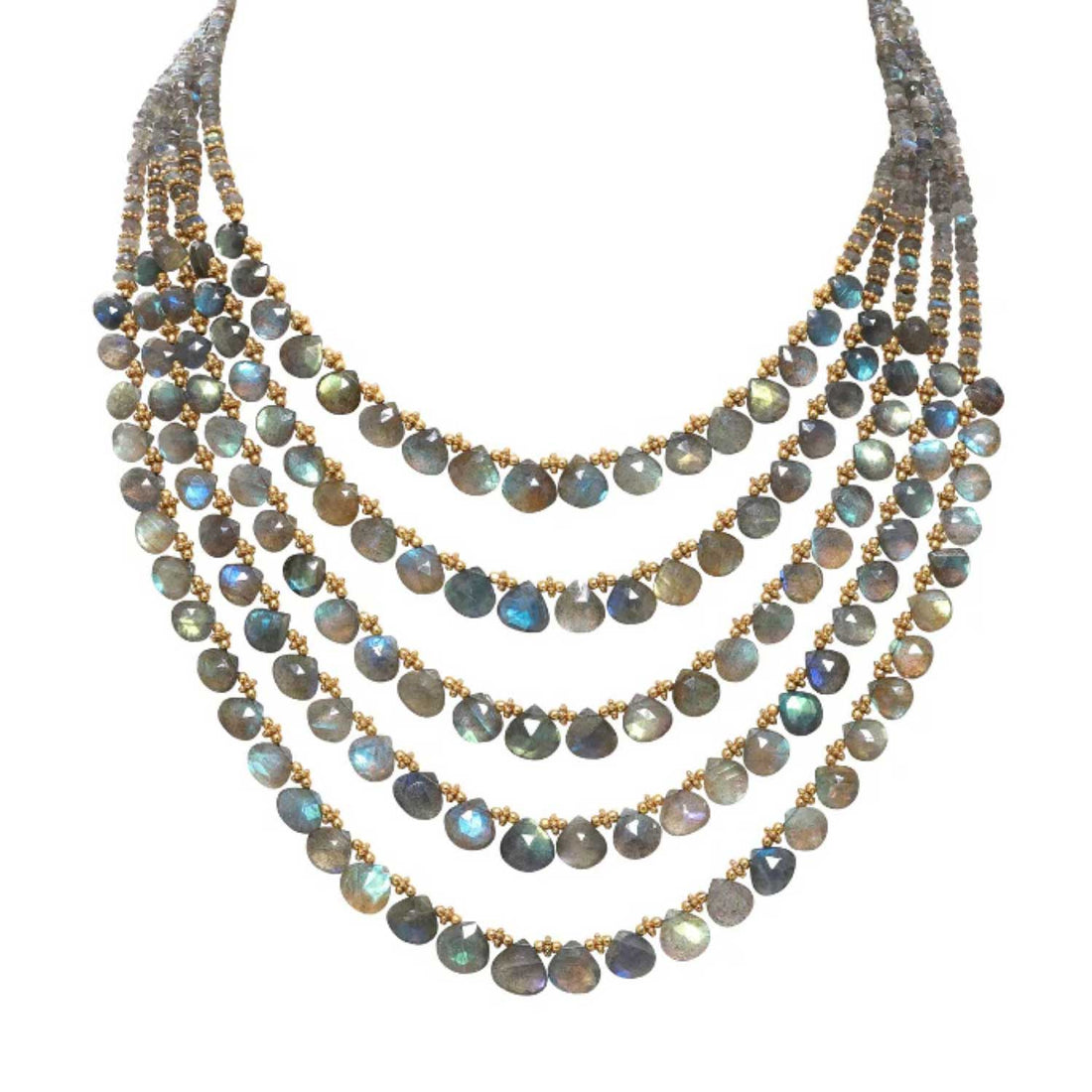 Pomegranate at E.C.One London Diva Five Strand Necklace Labradorite