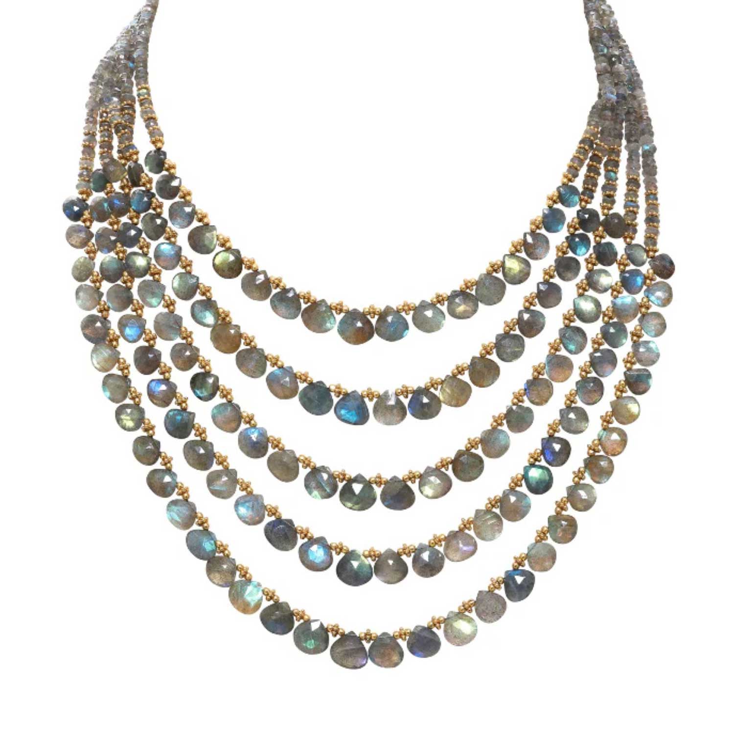 Pomegranate at E.C.One London Diva Five Strand Necklace Labradorite