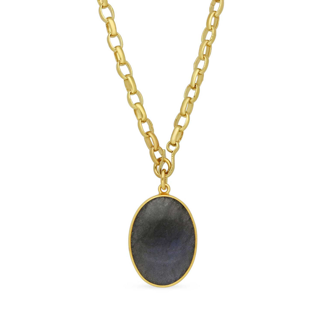 EXCLUSIVE Labradorite Pebble Pendant Necklace by Pomegranate London at ethical jeweller E.C.One London